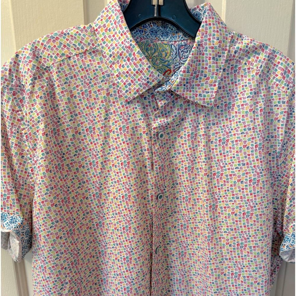 Robert Graham short sleeve multi-color button down size L
